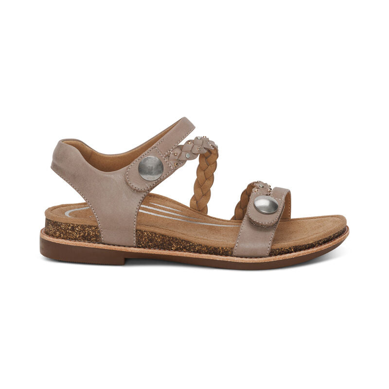 Aetrex Taupe Jenn Quarter Strap Women's Sandals FC152W