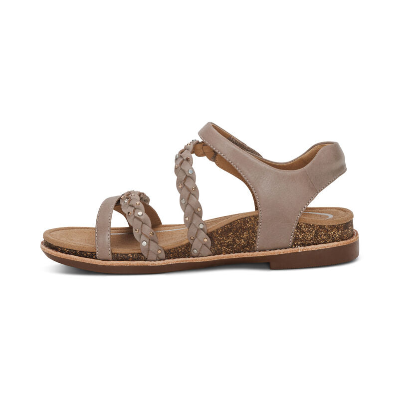 Aetrex Taupe Jenn Quarter Strap Women's Sandals FC152W