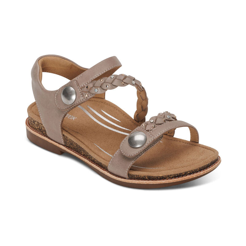 Aetrex Taupe Jenn Quarter Strap Women's Sandals FC152W