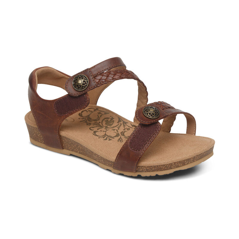 Aetrex Walnut Jillian Braided Quarter Strap Women's Sandals SC441