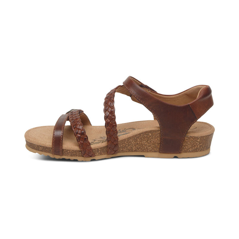 Aetrex Walnut Jillian Braided Quarter Strap Women's Sandals SC441