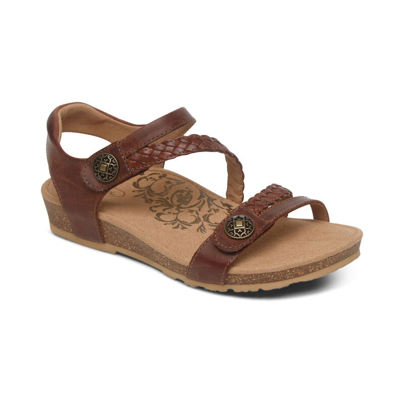 Aetrex Walnut Jillian Braided Quarter Strap Women's Sandals SC441