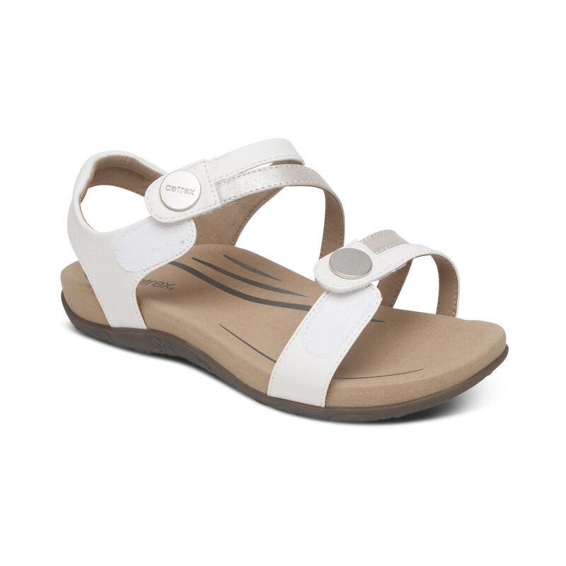 Aetrex White Jess Adjustable Quarter Strap Women's Sandals SE211