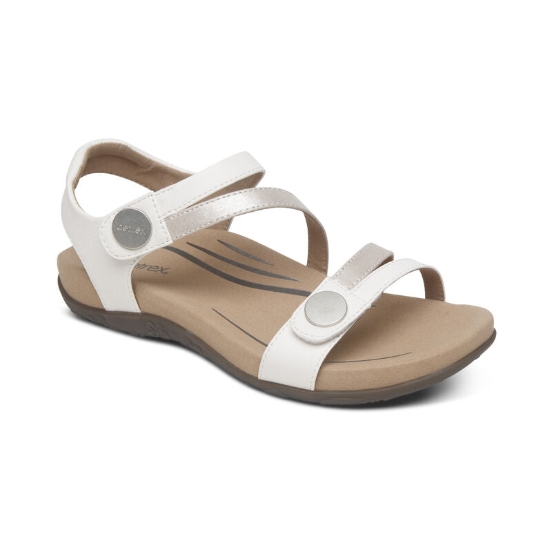 Aetrex White Jess Adjustable Quarter Strap Women's Sandals SE211