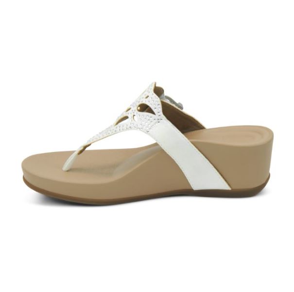 Aetrex White Tasha Wedge Womens Sandals FW143