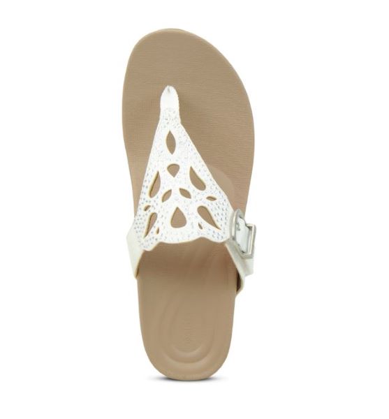 Aetrex White Tasha Wedge Womens Sandals FW143