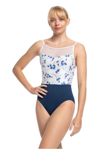 AinslieWear Jade Leotard with Forget Me Not Print 1072FM-22-BLUE