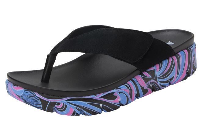 Alegria Black Astara I Got You Babe Adjustable Strap Womens Thong Sandals AST-170
