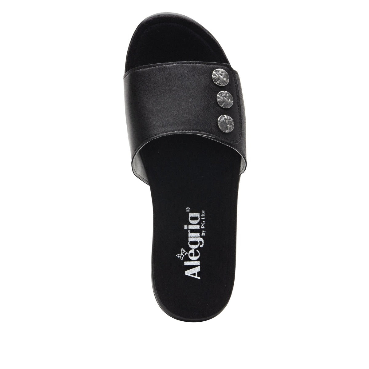 Alegria Black Lilie Womens Adjustable Strap Slide On Sandals LIL-601