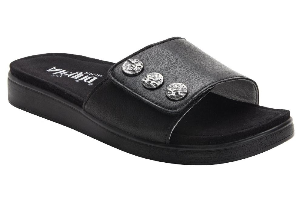 Alegria Black Lilie Womens Adjustable Strap Slide On Sandals LIL-601