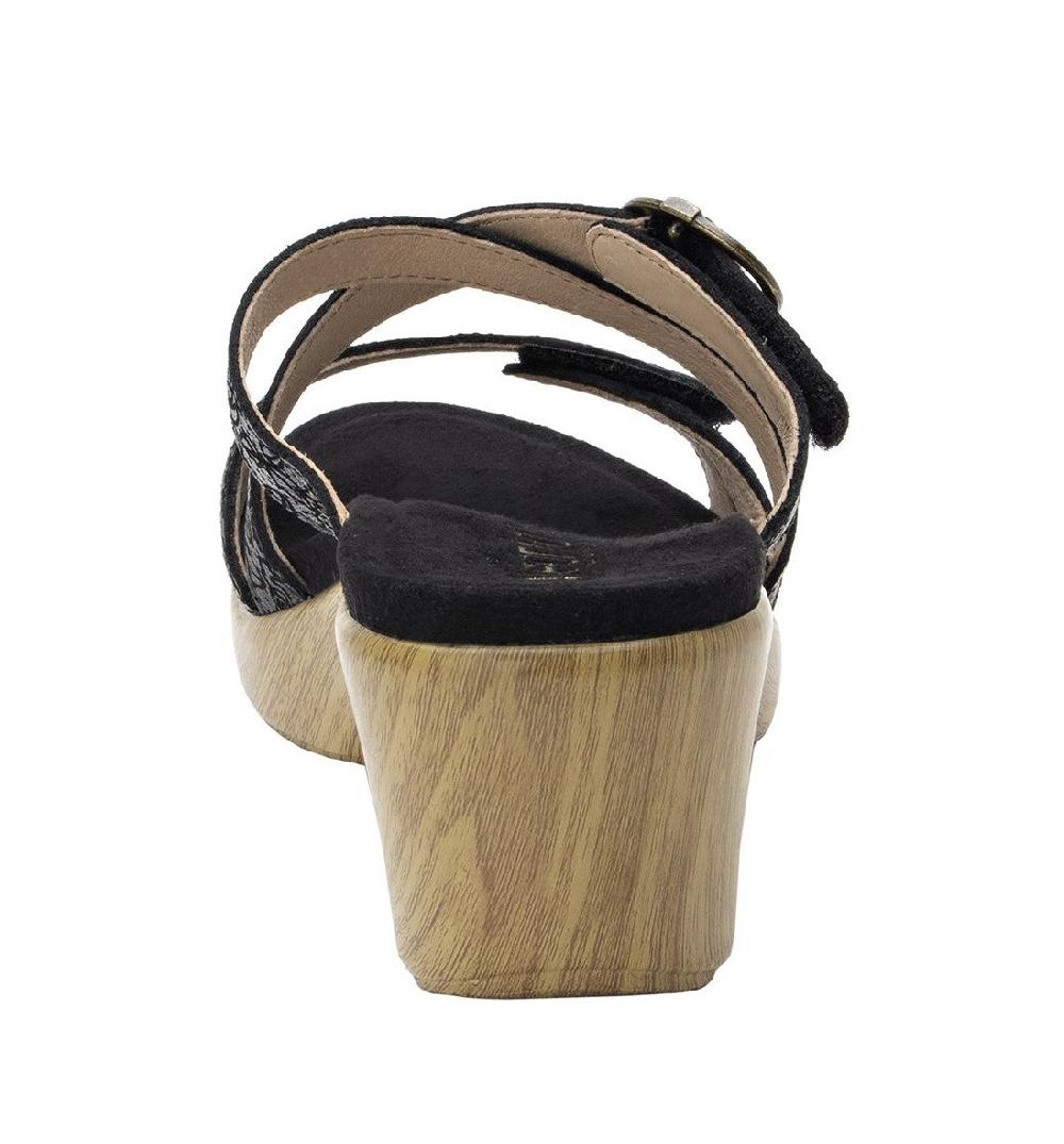 Alegria Black Roux Finely Womens Adjustable Strap Slide On Wedge Sandals ROU-495