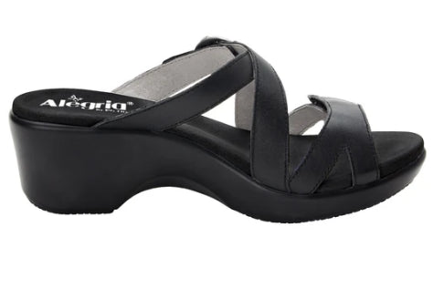 Alegria Black Roux Womens Adjustable Strap Womens Wedge Sandals ROU-601