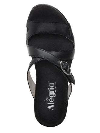 Alegria Black Roux Womens Adjustable Strap Womens Wedge Sandals ROU-601