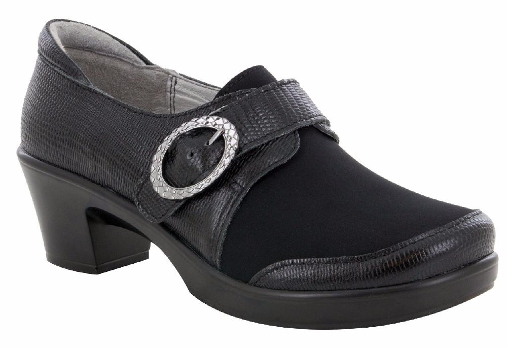 Alegria Holli Spiffy Black Womens Comfort Adjustable Strap Casual Heels