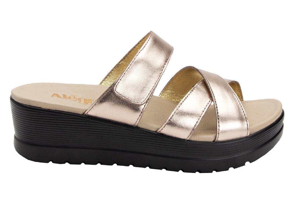 Alegria Rose Gold Mira Womens Adjustable Strap Slide On Sandals MIR-106