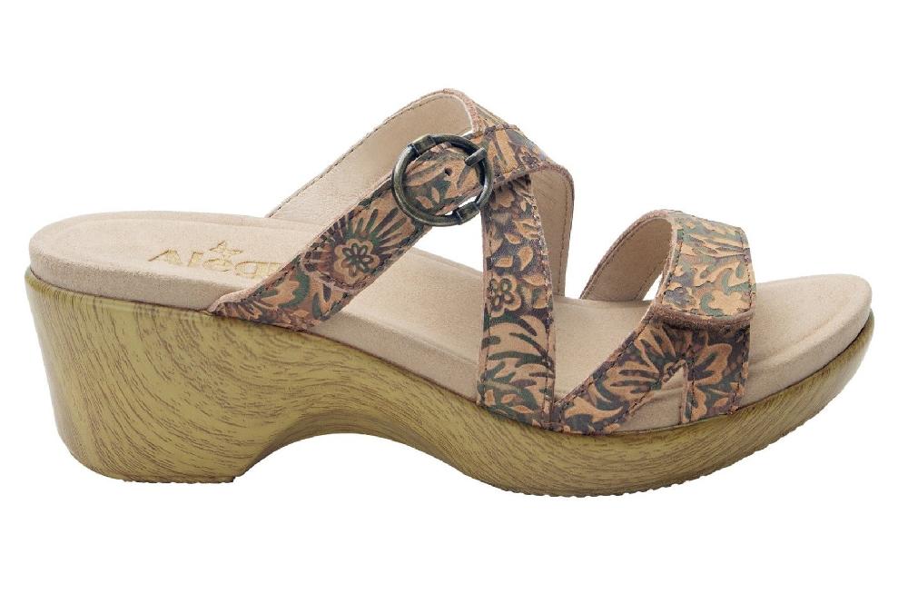 Alegria Roux Country Road Womens Adjustable Strap Slide On Wedge Sandals ROU-166