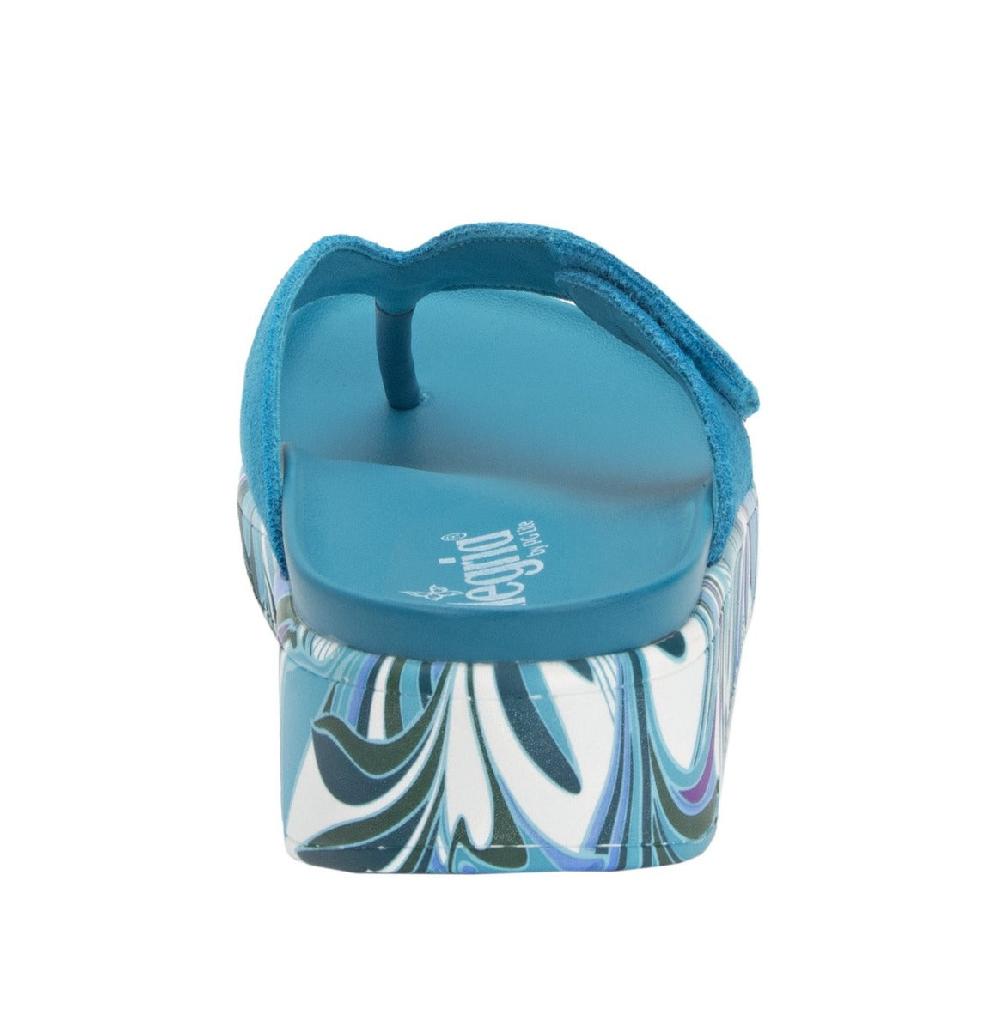 Alegria Teal Astara I Got You Babe Womens Adjustable Strap Thong Sandals AST-173