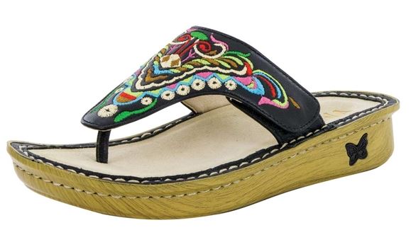 Alegria Vanessa Chrysalis Black Womens Comfort Thong Sandals VAN-259