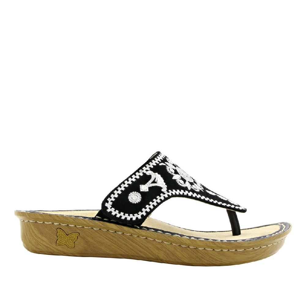 Alegria Vanessa Mandala Black Womens Thong Sandals VAN-177