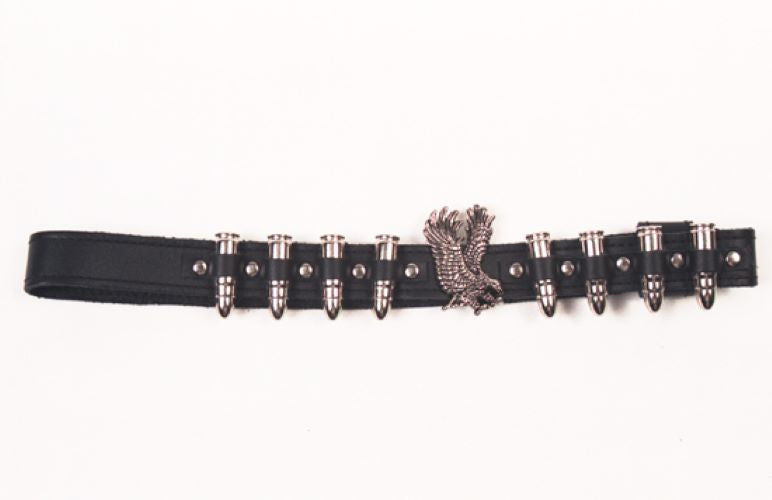 Almax Black Leather Hatband with Silver Bullets look 950HB