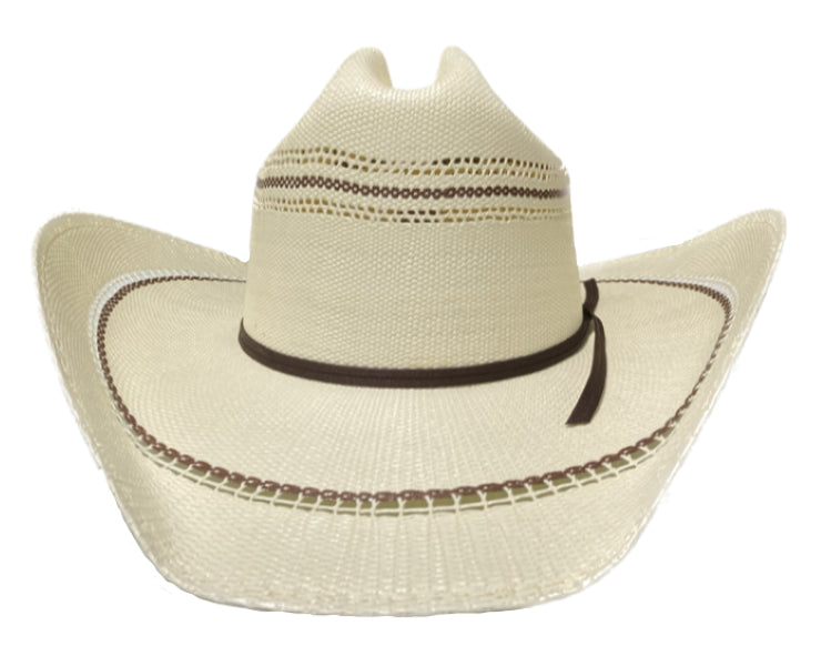 American Hat Makers Cream/Brown Bicolor Straw Cattleman Cowboy Hat PONDEROSA