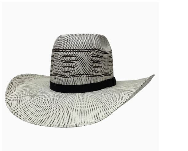 American Hat Makers Neutral Bicolor Trail Boss Men's Open Crown Bangora Straw Hat 4-MH TRAIL BOSS