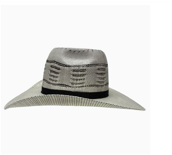 American Hat Makers Neutral Bicolor Trail Boss Men's Open Crown Bangora Straw Hat 4-MH TRAIL BOSS