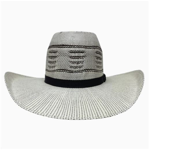 American Hat Makers Neutral Bicolor Trail Boss Men's Open Crown Bangora Straw Hat 4-MH TRAIL BOSS