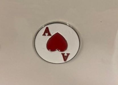 American Hat Makers White with Red Ace of Hearts Magnet Pin GB0007