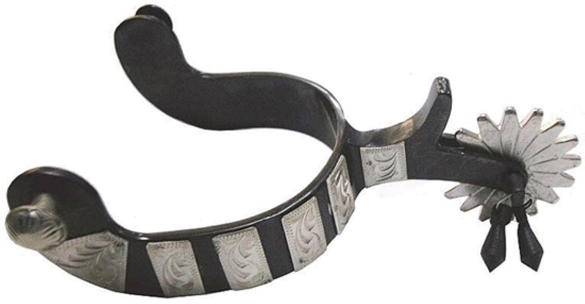 American Heritage Equine Black Steel with German Silver Trim Men's Show Spurs 257-373