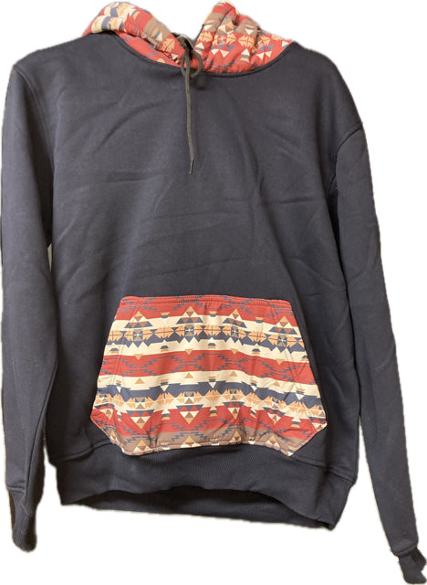 American West Navy Aztec Pocket Men's Hoodie AW-RH10