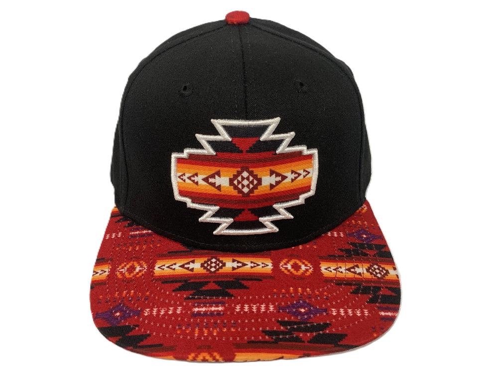 American West Red Aztec on Black Patch Snapback Cap 6006C