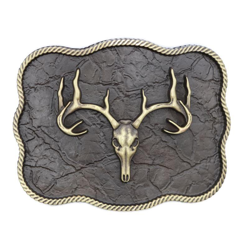 Andwest Antique Brass Scalloped Elk Skull Buckle 658-06