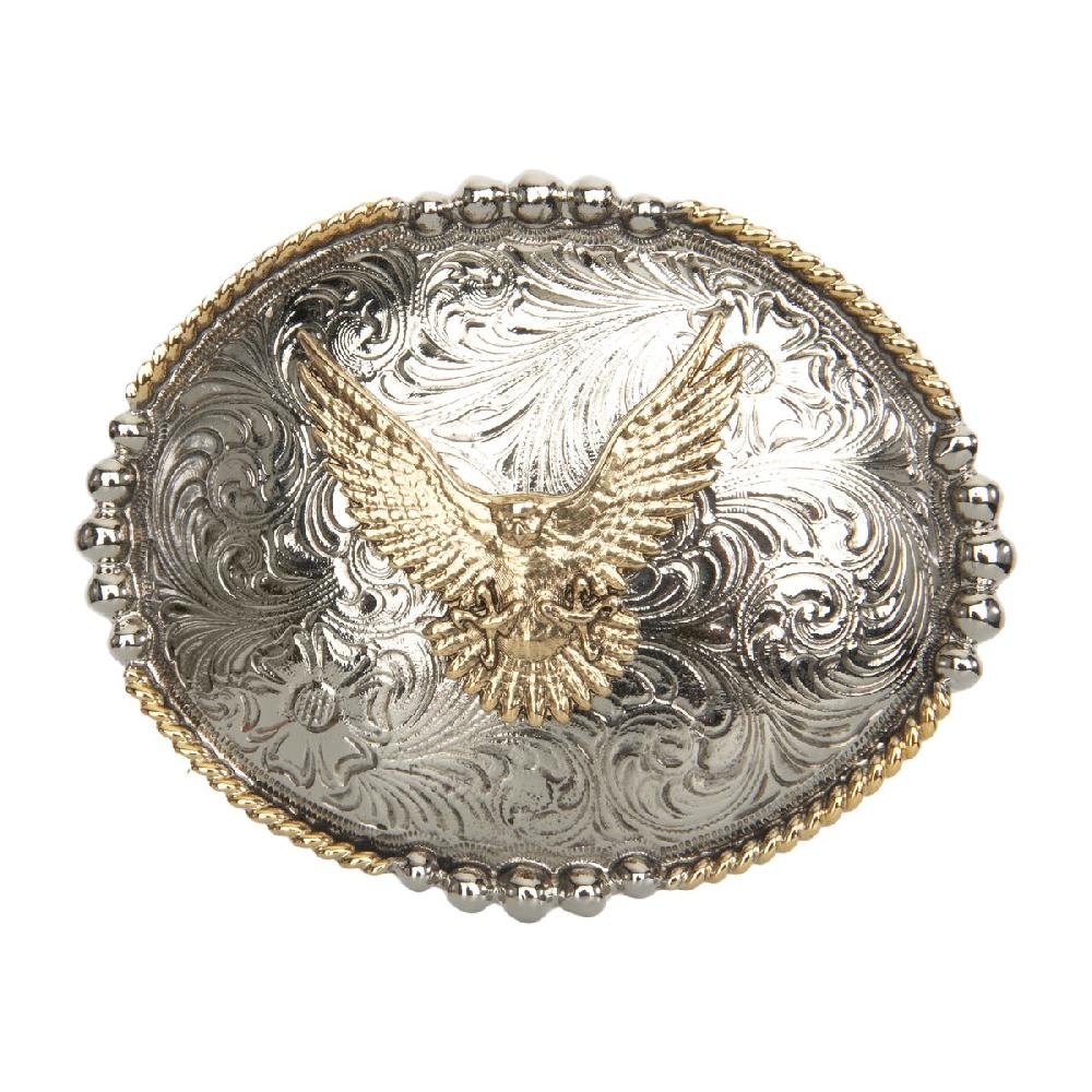 Andwest Antique Gold and Silver colored Oval Gold Eagle Buckle 521