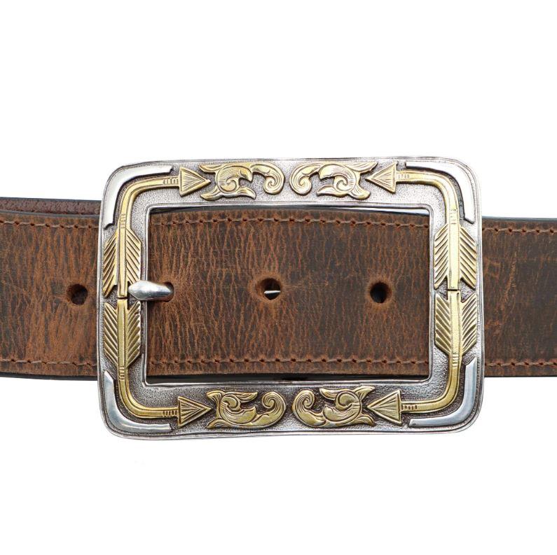 Andwest Brown 1 1/2 Inch Boxed Arrow Men's Buckle Belt BLT249-26