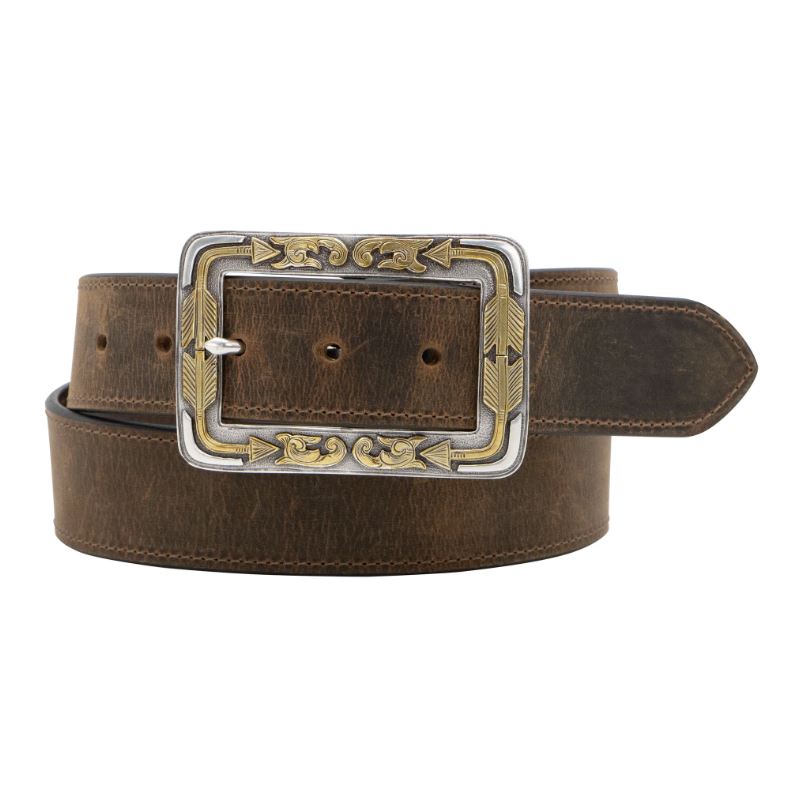 Andwest Brown 1 1/2 inch Boxed Arrow Men's Buckle Belt BLT249-26