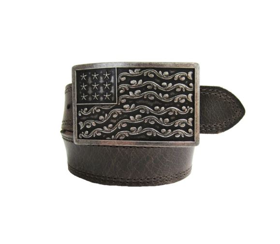 Andwest Brown 1.25 inch American Flag Kids Buckle Belt BLT701-20