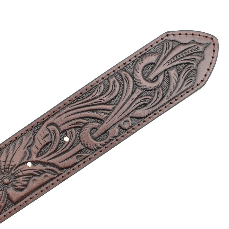 Andwest Dark Brown Women's Tooled Filigree Belt With Oval Buckle BLT518-22
