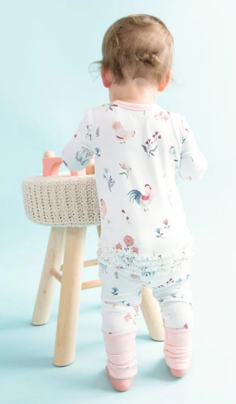 Angel Dear Bamboo Ruffle Back Zipper Footie 126R