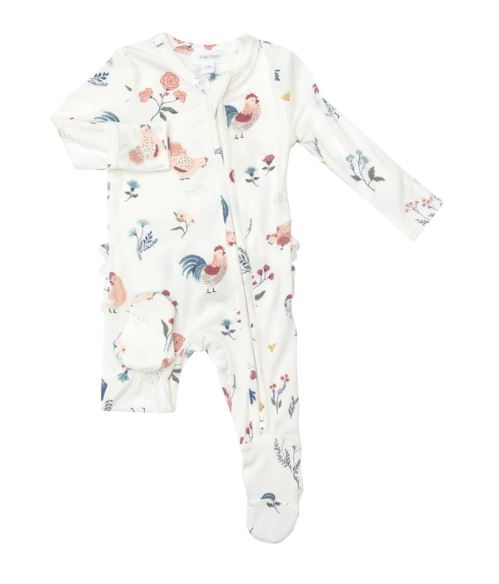 Angel Dear Bamboo Ruffle Back Zipper Footie 126R