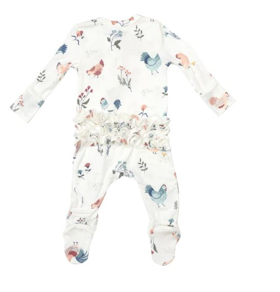 Angel Dear Bamboo Ruffle Back Zipper Footie 126R