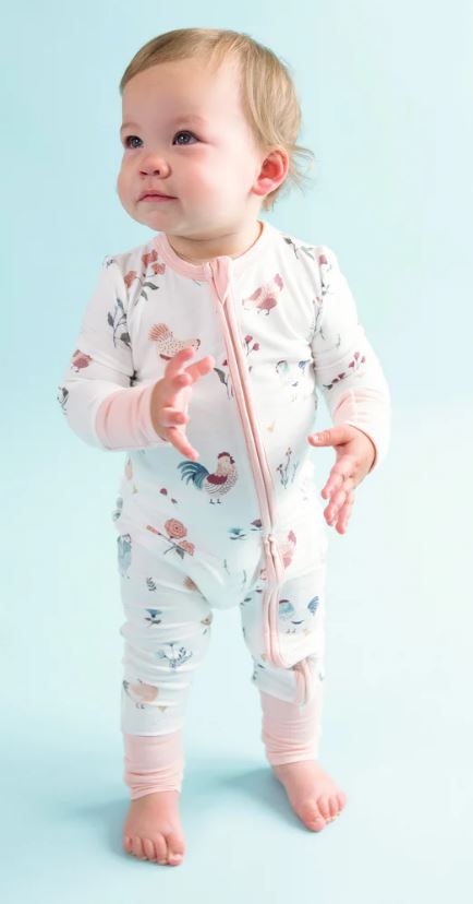 Angel Dear Bamboo Ruffle Back Zipper Footie 126R