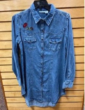 Angie Ladies Blue Jean Embroidered Back Long Sleeve Dress N2C36-ASIS