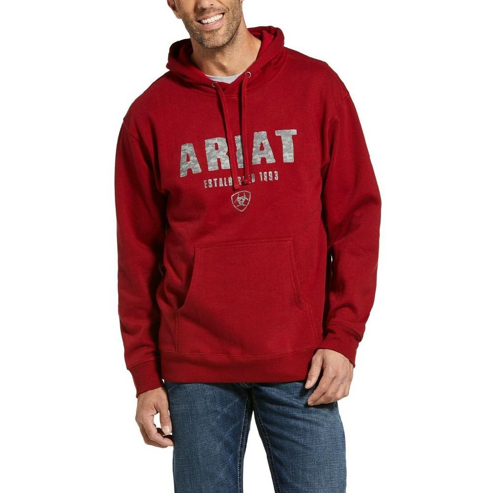 Arait Red Digi Logo Brushed Fleece Hoodie Sweatshirt 10033149