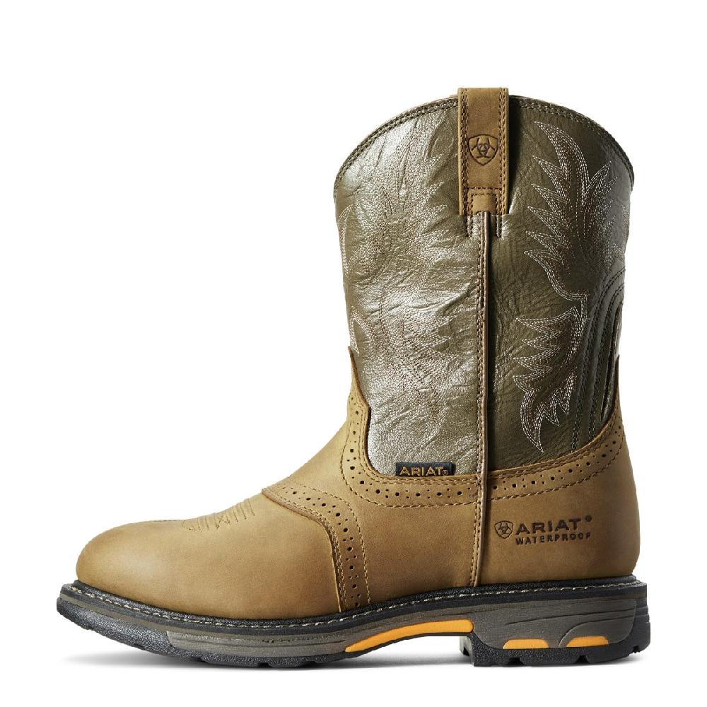 Ariat Aged Bark/Army Green Workhog Waterproof Ariat Mens Work Boots 10008633