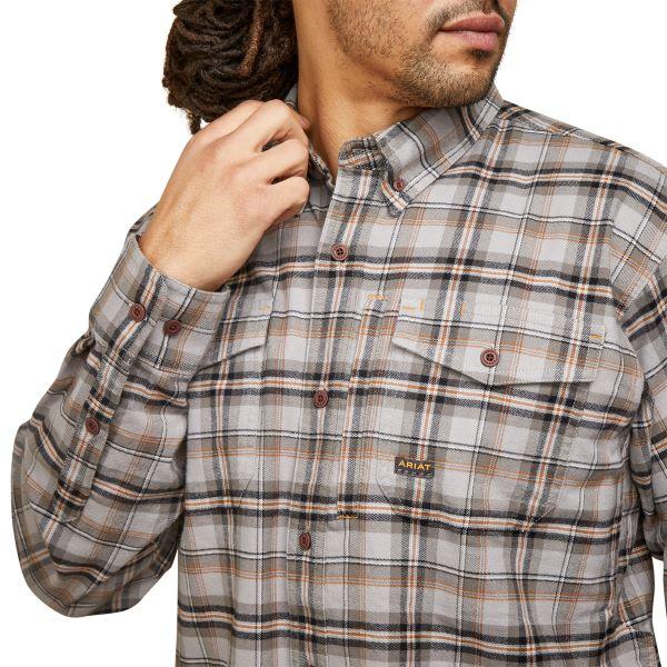 Ariat Alloy Plaid Rebar Flannel DuraStretch Men's Longsleeve Work Shirt 10046640