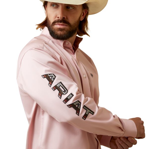 Ariat Almond Blossom/Black Team Logo Twill Classic Fit Men's Button Down Longsleeve Shirt 10044939