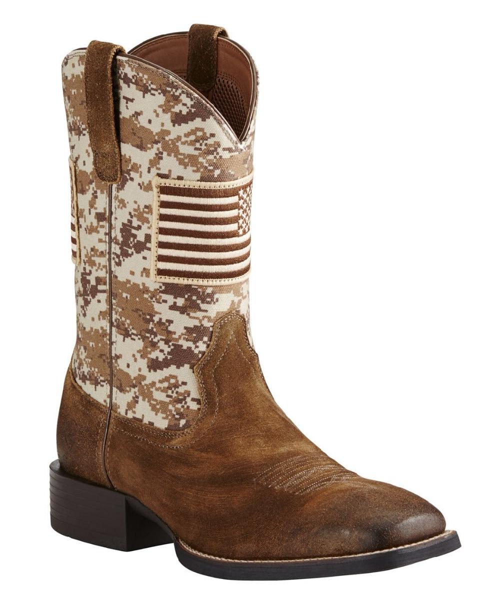 Ariat Antique Mocha Suede Sport Patriot Mens Western Boots 10019959