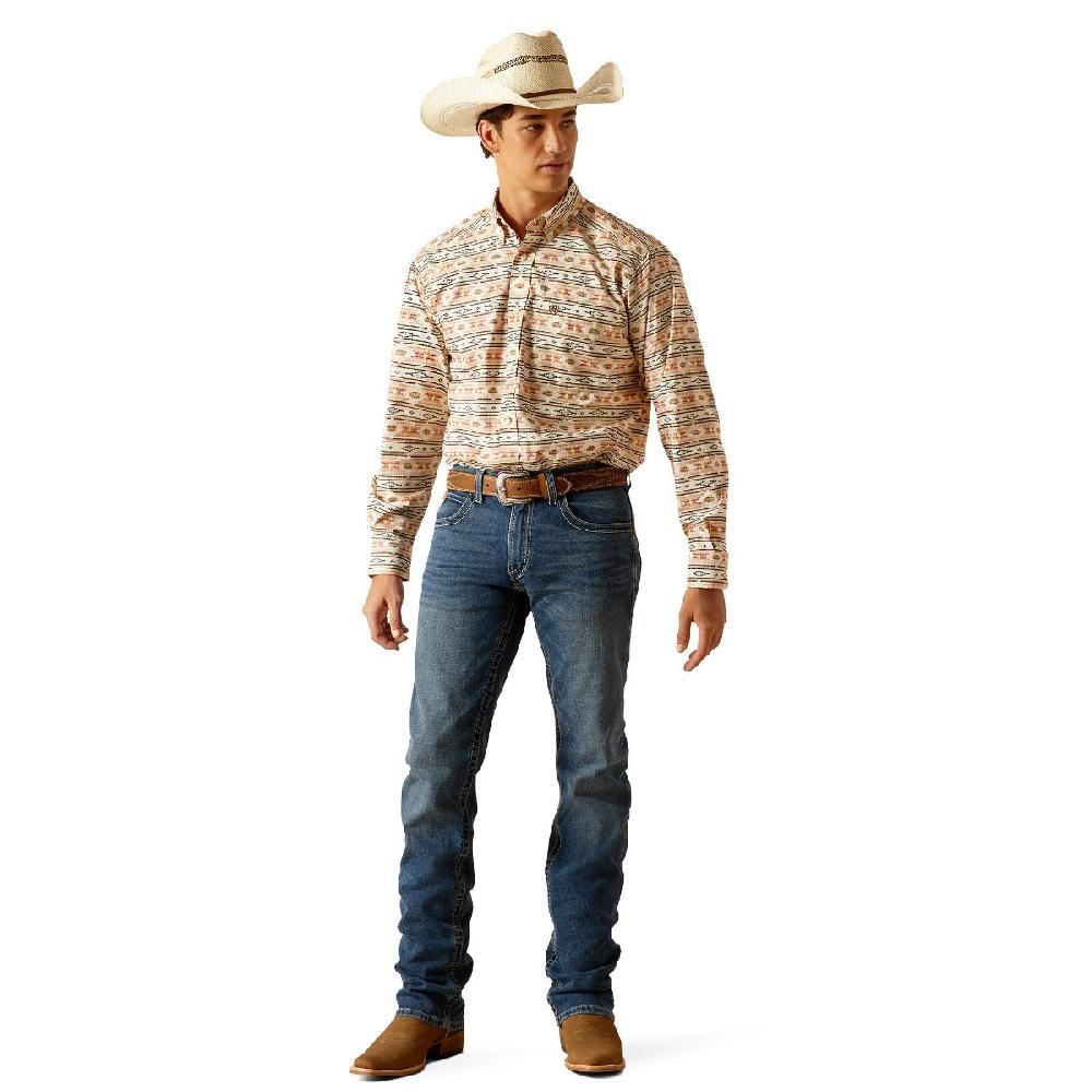Ariat Apricot Blush Aztec Print Timothy Men's Collared Long Sleeve Button Down Shirt 10048370