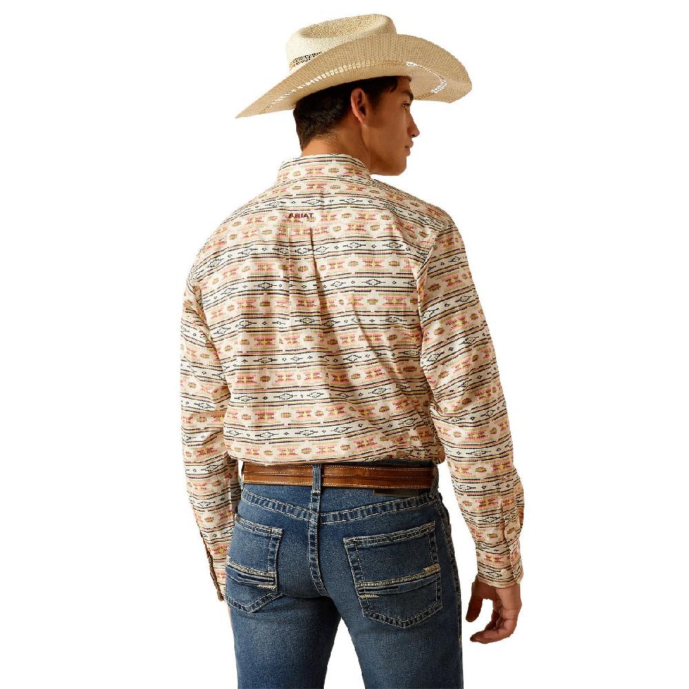 Ariat Apricot Blush Aztec Print Timothy Men's Collared Long Sleeve Button Down Shirt 10048370